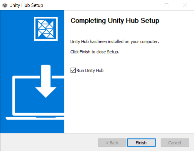 Unity Hub Setup Screen